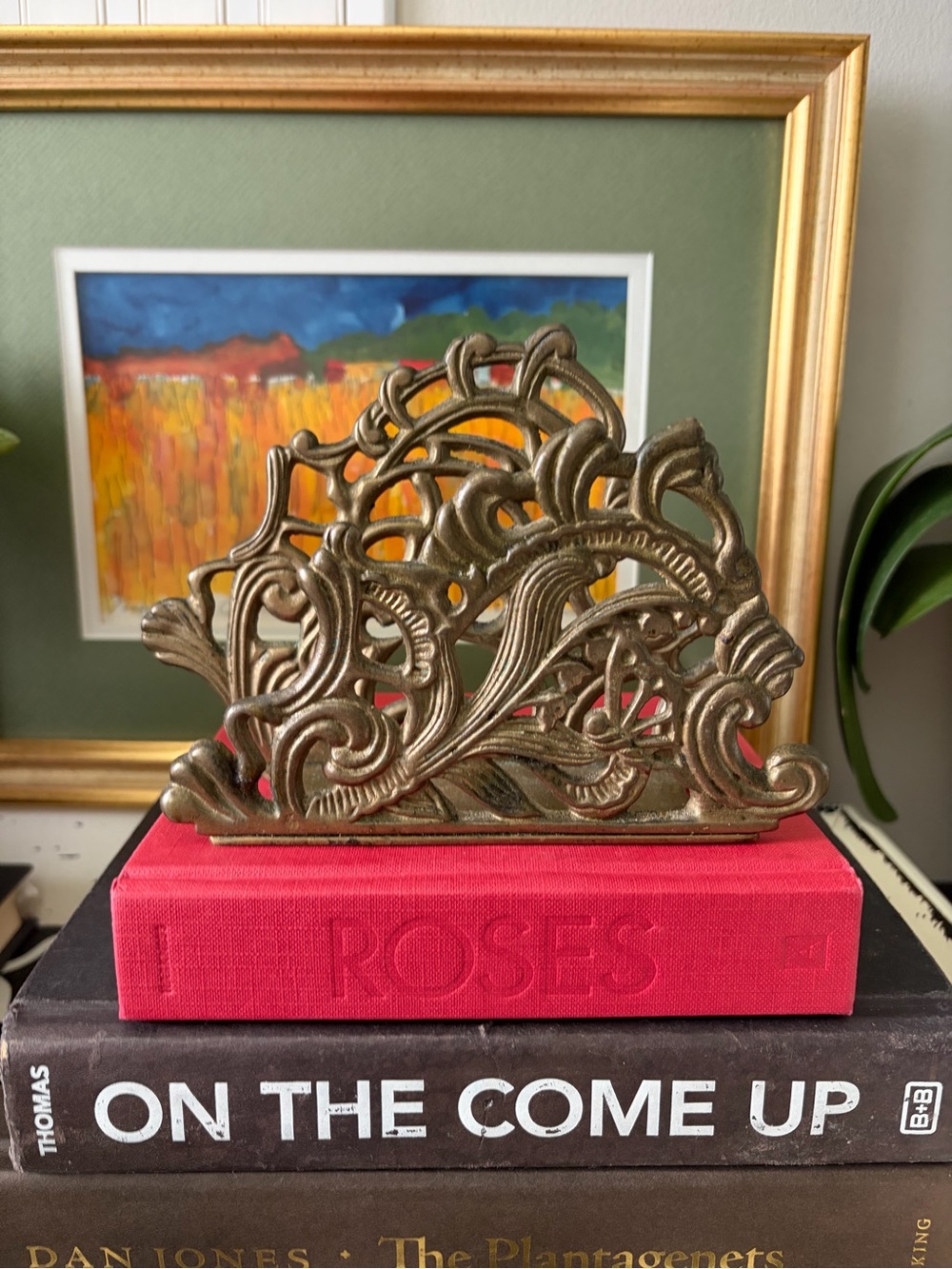 Decorative Brass Napkin Holder in Antique Gold